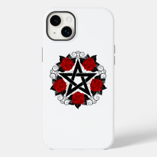 Coque Pour iPhone 14 Plus Pentagramme aux roses rouges