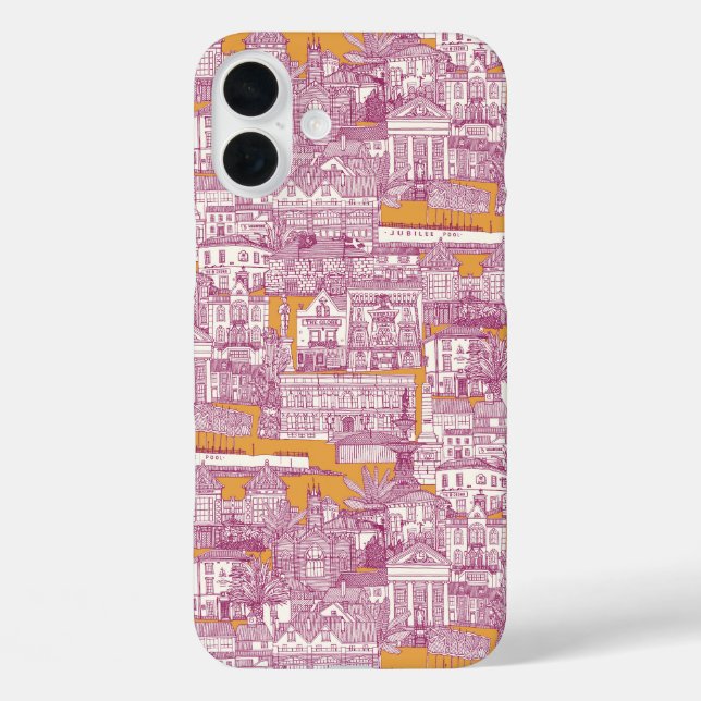 Coques Case-Mate iPhone Penzance toile fuchsia clémentine (Verso)
