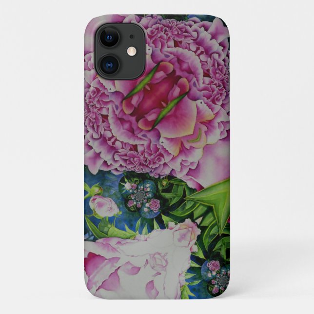 Coques Case-Mate iPhone Peonies Abstraites de rose psychédélique (Dos)