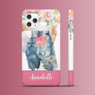 Coques iPhone 16 Pro Max Peonies roses et charme Denim