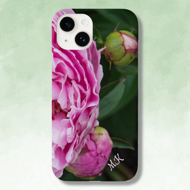 Coques Case-Mate iPhone Peonies roses luxuriantes Monogramme Coque-coque i (Créateur téléchargé)
