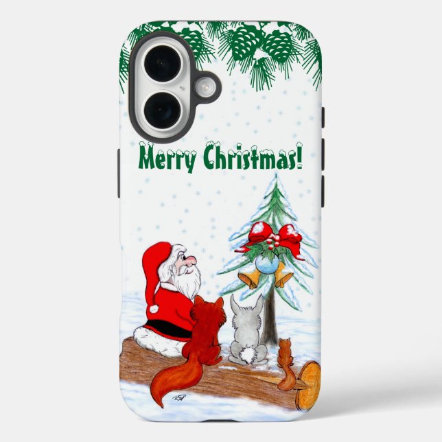 Coques Case-Mate iPhone Père Noël avec Renard de lapin et écureuil (Verso)