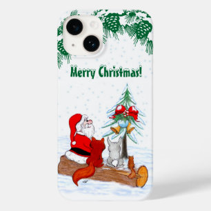 Coques Pour iPhone Père Noël avec Renard de lapin et écureuil