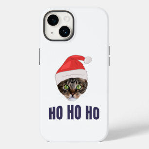 Coque Pour iPhone 14 Père Noël Chat avec Santa hat, Ho Ho ho Squa d'inv