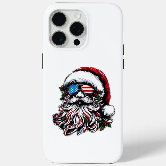 Coques Case-Mate iPhone Père Noël de Noël Patriotique/Américaine (Verso)
