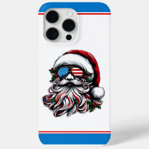 Coque iPhone 15 Pro Max Père Noël de Noël Patriotique/Américaine