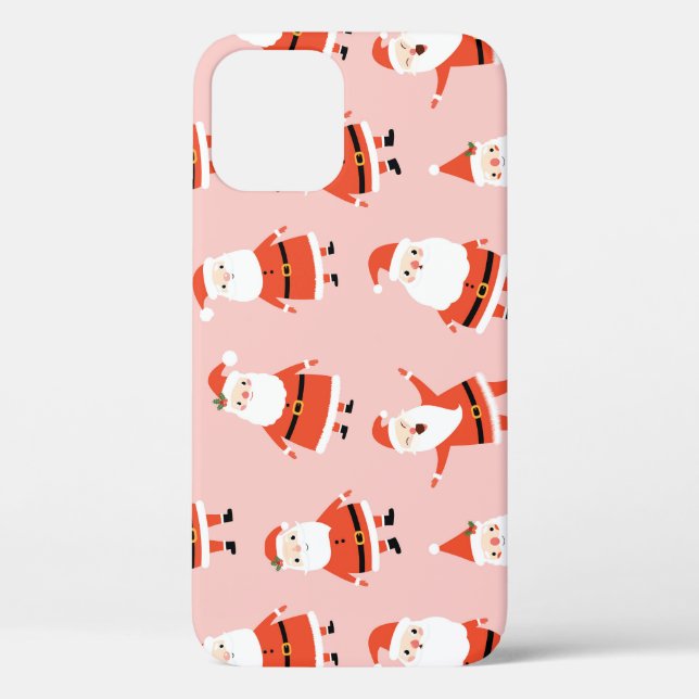 Coques Case-Mate iPhone Père Noël, mignon Motif rose sans couture. (Verso)