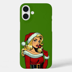 Coques iPhone 16 Plus Père Noël Pinup : Pop Art Glam