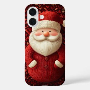 Coque Pour iPhone 16 Père Noël tricoté gaiement, pull rouge de Noël