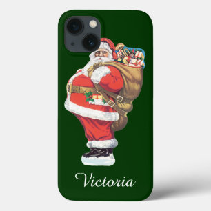 Coques Pour iPhone Père Noël vintage, Noël victorien découpé