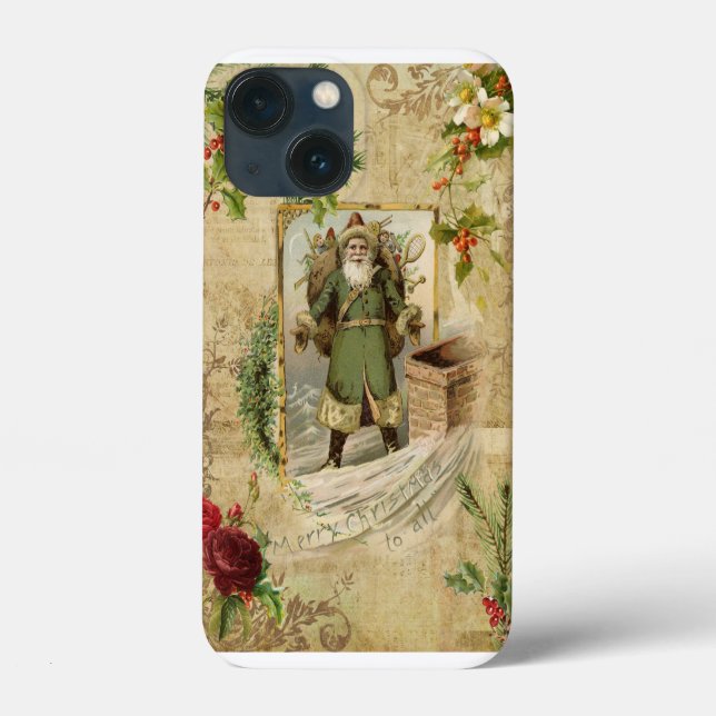 Coques Case-Mate iPhone Père victorien Noël Ephémère florale (Verso)