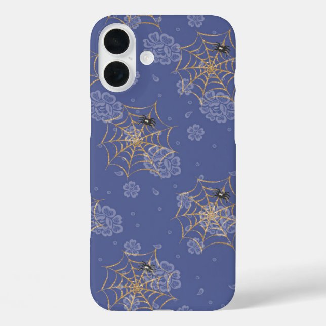 COQUES Case-Mate iPhone PERIWINKLE & GOLD HALLOWEEN SPIDERS & WEB (Verso)