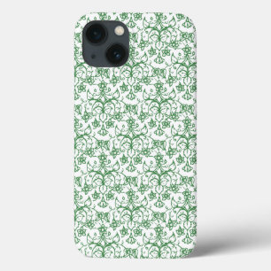 iPhone 13 Coque Périwinkle Vert Blanc Décoratif Chic Floral