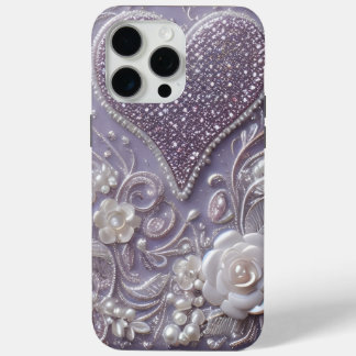 Coque iPhone 15 Pro Max Perles violettes élégantes et mignonnes pour la Sa