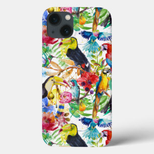 iPhone 13 Case Perroquets colorés d'aquarelle