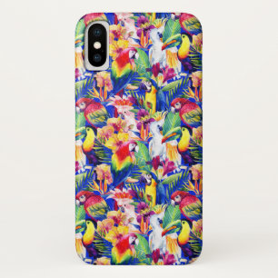 Coque iPhone X Perroquets d'aquarelle