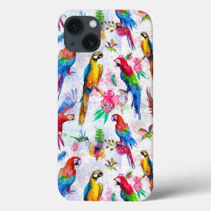 iPhone 13 Coque Perroquets de style d'aquarelle