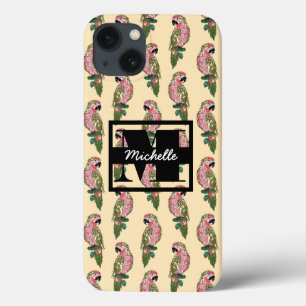 Coques Pour iPhone Perroquets de style Zentangle   Monogramme