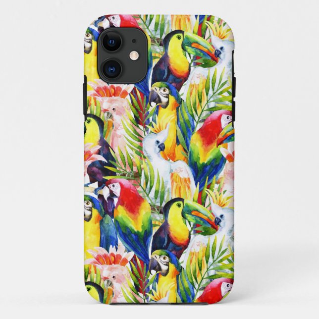 Coques Case-Mate iPhone Perroquets Et Feuilles De Palmiers (Dos)