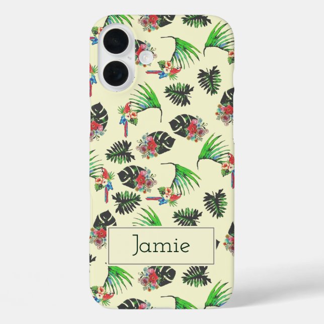 Coques Case-Mate iPhone Perroquets tropicaux et motifs floraux Personnalis (Verso)