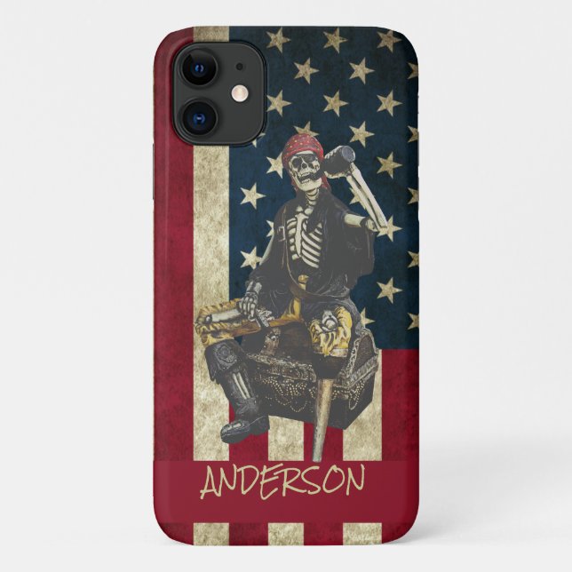 Coques Case-Mate iPhone Personalisé American Skeleton Pirate (Dos)