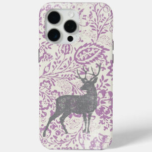 Coque iPhone 15 Pro Max Personalisé Cerf Vintage Floral géométrique