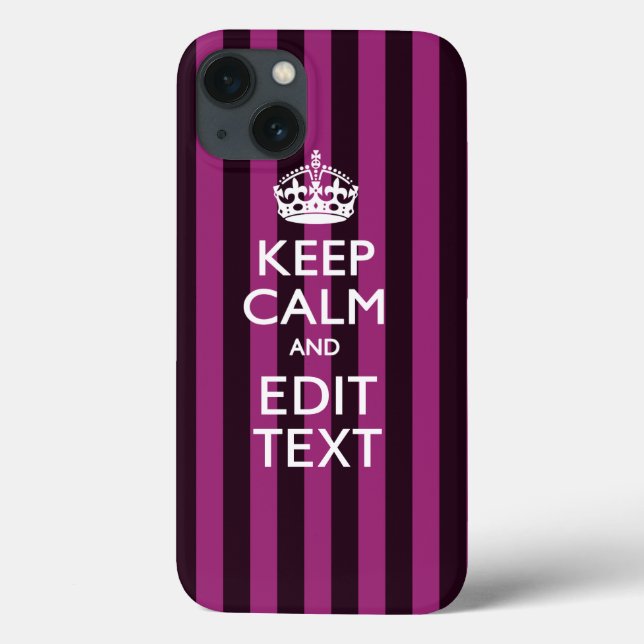 Coques Case-Mate iPhone Personalisé KEEP CALM Votre texte sur Pink Fuchsia (Verso)