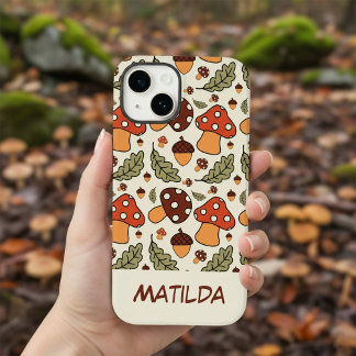 Coque Pour iPhone 14 Personalized Autumn Mushroom & Acorn Phone Case