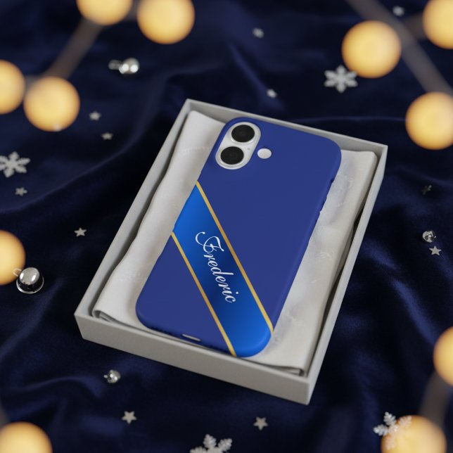 Coques Case-Mate iPhone Personalized Elegant Blue & Gold iPhone Case (Créateur téléchargé)