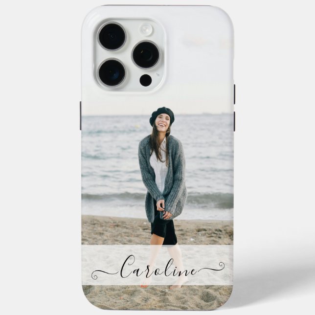 Coques Case-Mate iPhone Personalized Elegant Modern Photo and Name (Verso)