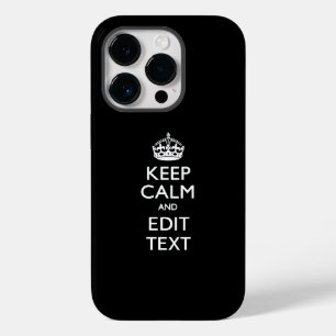 Coque Pour iPhone 14 Pro Personalized KEEP CALM Have Your Text on Black