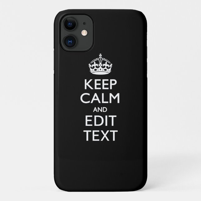 Coques Case-Mate iPhone Personalized KEEP CALM Have Your Text on Black (Dos)