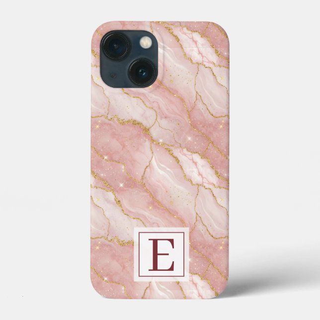 Coques Case-Mate iPhone Personalized Monogram Rose Quartz Gold (Verso)