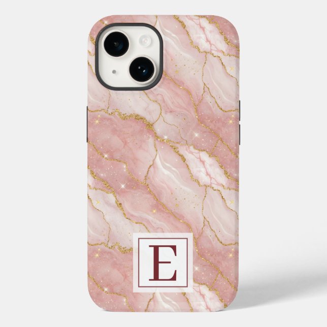 Coques Case-Mate iPhone Personalized Monogram Rose Quartz Gold (Verso)