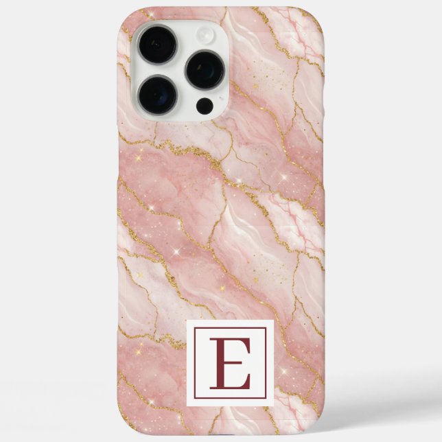 Coques Case-Mate iPhone Personalized Monogram Rose Quartz Gold (Verso)