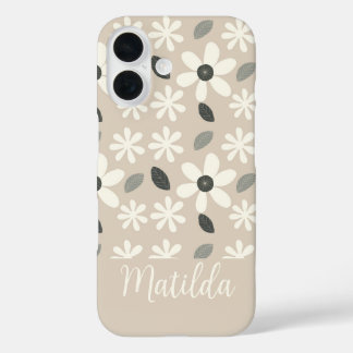 Coque Pour iPhone 16 Personalized neutral color daisy 