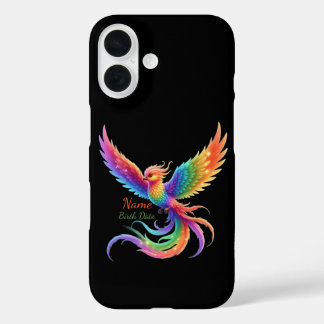Coque Pour iPhone 16 Personalized Rainbow Phoenix Name Birthdate Gift