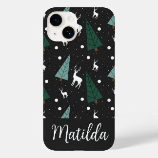 Coque Pour iPhone 14 Personalized Reindeer and Christmas trees 