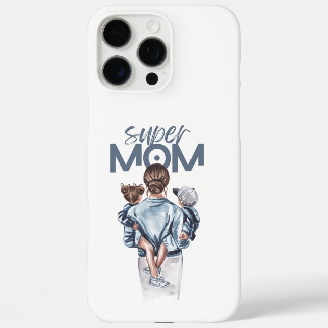 Coques Case-Mate iPhone Personalized Super Mom with Son and Daughter Gift (Verso)