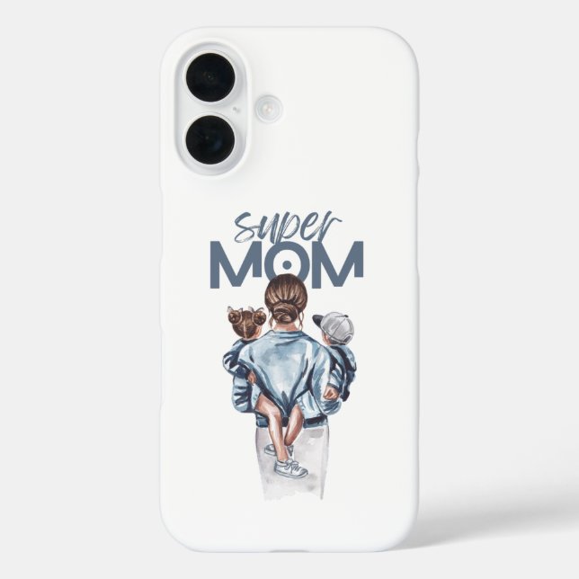 Coques Case-Mate iPhone Personalized Super Mom with Son and Daughter Gift (Verso)