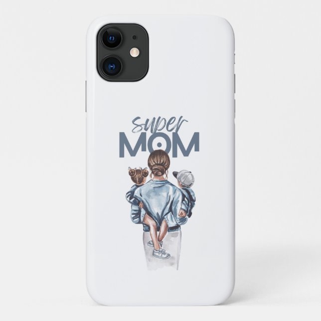 Coques Case-Mate iPhone Personalized Super Mom with Son and Daughter Gift (Dos)