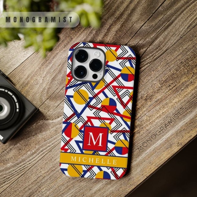 Coques Case-Mate iPhone Personnalisable blanc jaune rouge bleu géométrique (Customizable White Yellow Red Blue Geometric Case-Mate iPhone Case)