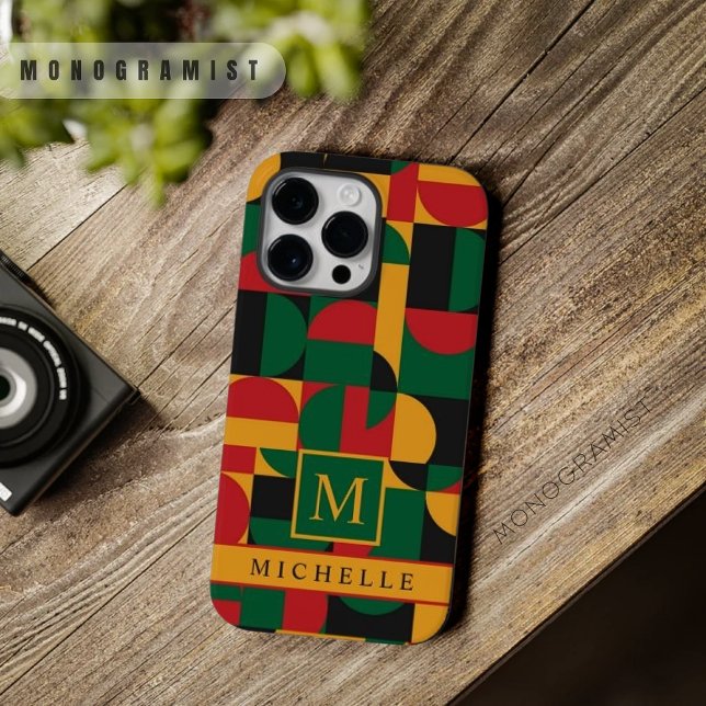 Coques Case-Mate iPhone Personnalisable Jaune Vert Rouge Noir Géométrique (Customizable Yellow Green Red Black Geometric Case-Mate iPhone Case)