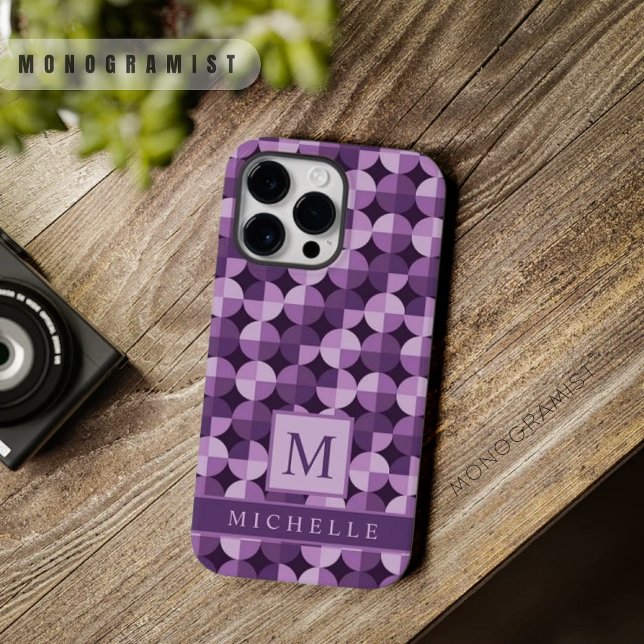 Coques Case-Mate iPhone Personnalisable Lumière claire Violet foncé géomét (Customizable Bright Light Dark Purple Geometric Case-Mate iPhone Case)