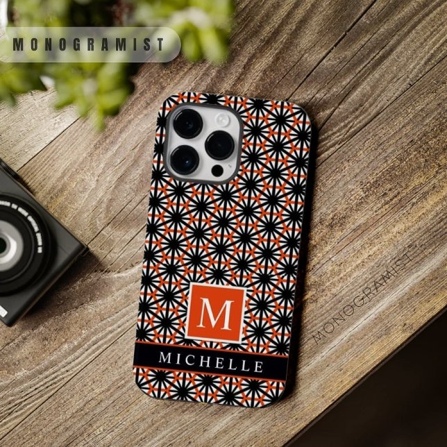 Coques Case-Mate iPhone Personnalisable noir rouge blanc géométrique (Customizable Black Red White Geometric Case-Mate iPhone Case)