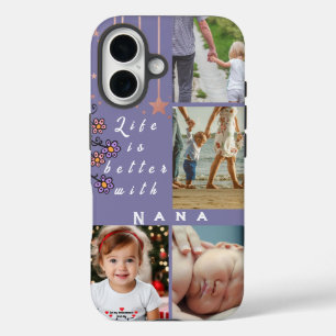 Coque Pour iPhone 16 Personnalisé 4 Photo Collage La vie est meilleure 