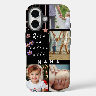 Coque Pour iPhone 16 Personnalisé 4 Photo Collage La vie est meilleure 
