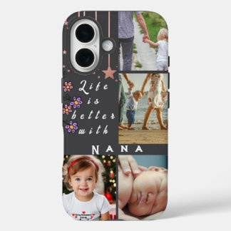 Coque Pour iPhone 16 Personnalisé 4 Photo Collage La vie est meilleure 