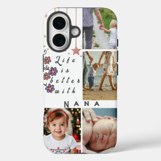 Coque Pour iPhone 16 Personnalisé 4 Photo Collage La vie est meilleure 