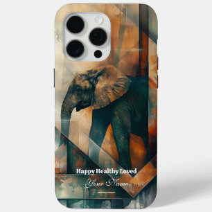 Coque iPhone 15 Pro Max Personnalisé : Abstrait Elephant iPhone 15 Promax
